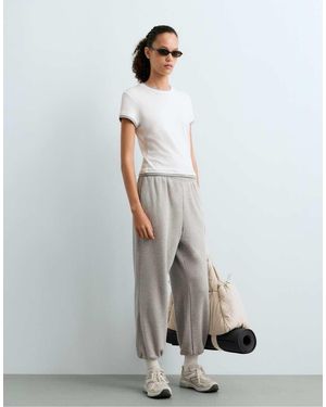 Oysho Marl Fleece Joggers - White