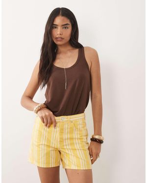 Mango 100% Cotton Denim Shorts - Yellow