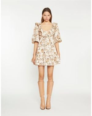 Glamorous Ruffle Neckline Mini Dress - Natural