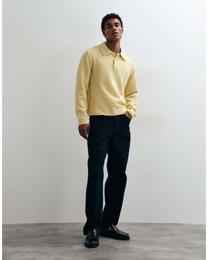ARKET Cotton Rich Long Sleve Knit Polo - White