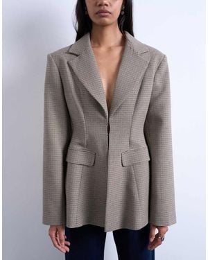 TOPSHOP Co Ord Check Cinched Waist Blazer - Grey