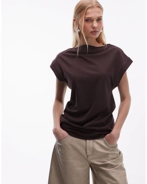 ARKET Drapey Short Sleeve T-shirt - Brown