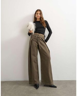 TOPSHOP Jeans Met Overslag En Strik Aan De Voorkant - Zwart