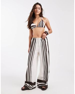 New Look Striped Beach Trousers - White