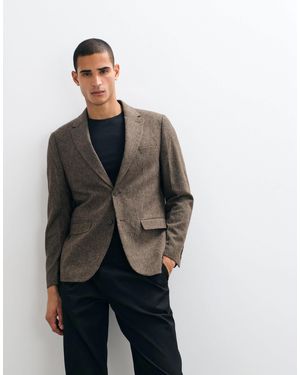 SELECTED Slim-fit-blazer aus wollmix mit karomuster - Grau