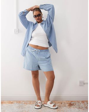 Noisy May – denim-schlupfshorts - Blau