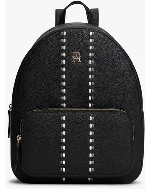 Tommy Hilfiger Sac à dos à bandes signature ton sur ton - Noir