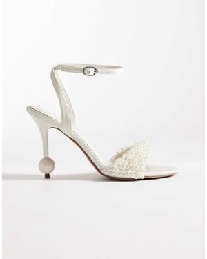 ASOS Nixie Pearl Detail Barely There Ball High Heel Sandals - White