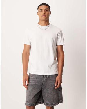 ASOS Bermuda mi-long en jean - gris foncé délavé - Blanc