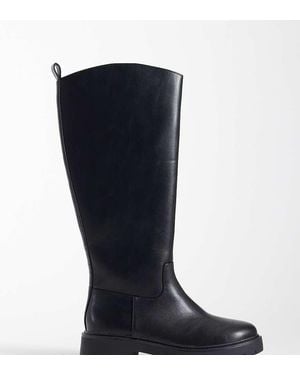 London Rebel Clove Chunky Knee Boots - Blue