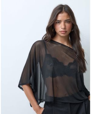 ASOS Top façon cape en tulle transparent - Gris