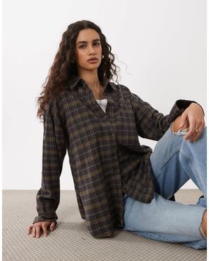 ASOS – hemd mit verwaschenem karomuster - Schwarz