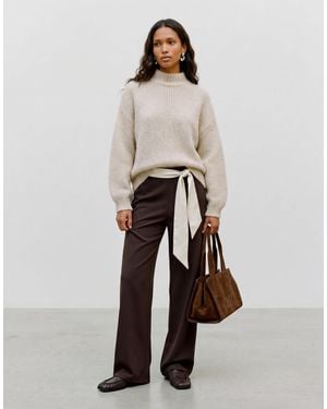Vero Moda Oversized High Neck Fluffy Knit Sweater - White