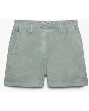 Superdry Mid Rise Linen Shorts - Green