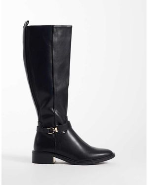 SEQWL Botas Ecuestres Negras Con Hebilla En Color Latte - Negro