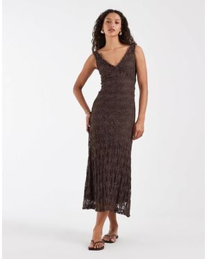 ONLY V-neck Lace Midaxi Dress - Brown