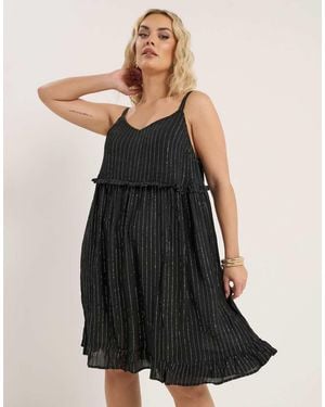 Yours Clothing Crinkle Mini Beach Dress - Black