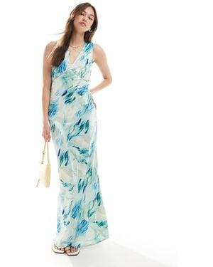 Vero Moda V-Neck Open Back Maxi Dress - Blue