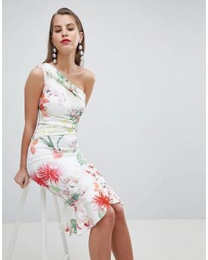 Lipsy Lace One Shoulder Flippy Hem Midi Dress - Multicolour