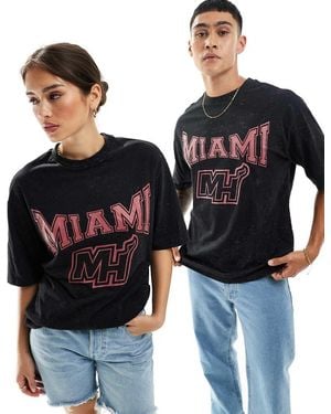 KTZ Unisex Miami Heat Acid Wash T-shirt - Black