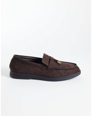 SEQWL Wide Fit Loafer mit bommelbesatz - Braun