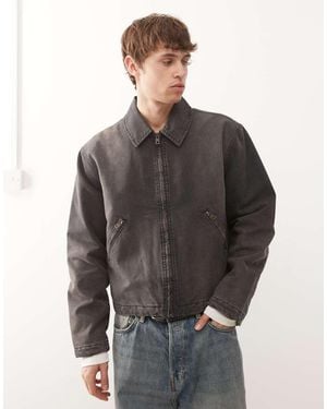Weekday Boxy Washed Canvas Jacket - Grey