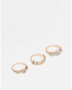 ASOS – 3er-pack e ringe mit verschiedenen schmuckstein-designs - Natur