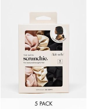 Kitsch Assorted Satin Sleep Scrunchies 5 Pack - White