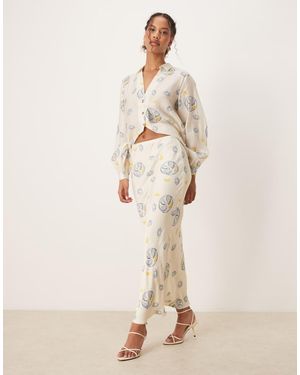 Never Fully Dressed Satin Slip Maxi Skirt - Natural