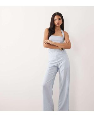 Kaiia Exclusive Linen Blend Wide Leg Trousers - White