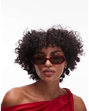 TOPSHOP Premium Malta Round Acetate Sunglasses - Brown