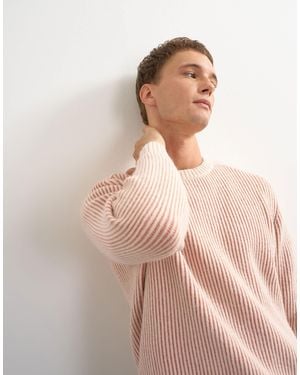 TOPMAN Klassisch geschnittener geflochtener fischerstrickpullover - Pink