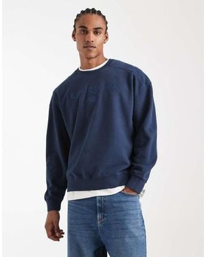Levi's Embroidered Logo Boxy Crew Sweatshirt - Blue