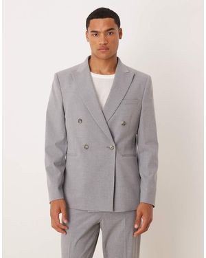 ASOS Double Breasted Slim Suit Jacket - Grey