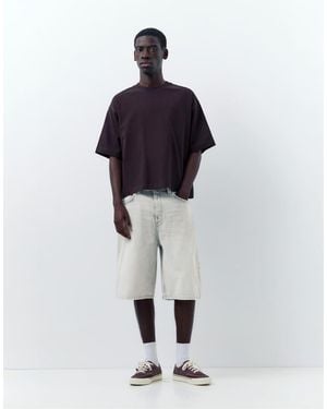 Pull&Bear Skater Denim Bermuda Shorts - Grey