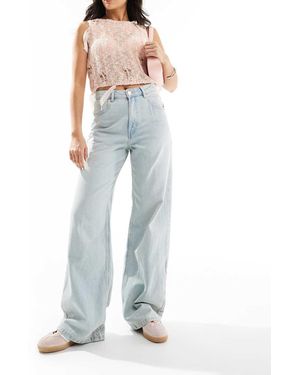 Pull&Bear Jeans A Fondo Ampio Azzurri A Vita Alta - Grigio