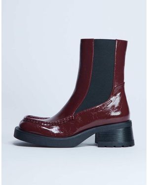 TOPSHOP Narla Square Toe Chelsea Boots - Red