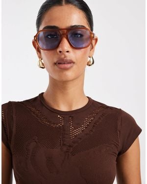 ASOS Seamless Floral Cut Out Baby Tee - Brown