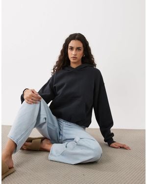 Cotton On Sweat à capuche coupe carrée en polaire - pierre foncé - Bleu