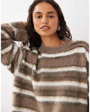 4th & Reckless Fluffy Knit Jumper - Brown