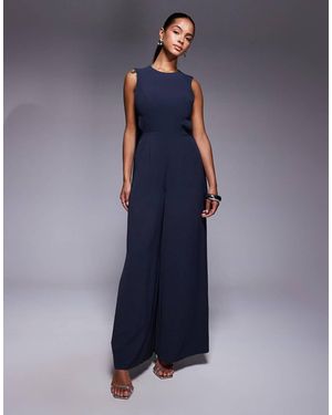 ASOS Buckle Detail Wide Leg Jumpsuit - Blue