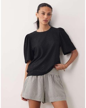 Jdy Crochet Fitted Long Sleeve Top - Blue