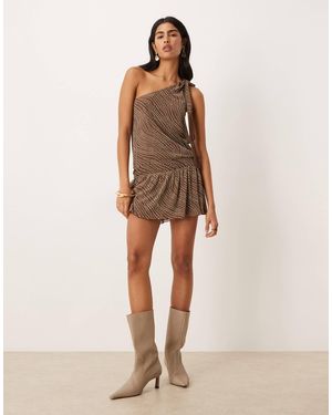 Motel Dyle Abstract Polka Dot Flock Dress - Natural