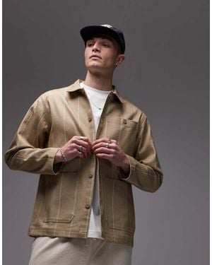 Parlez Flow Logo Detail Chore Jacket - Brown