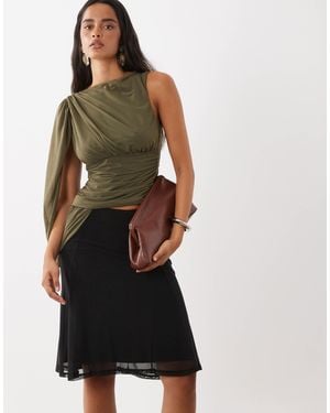 ASOS Midirock aus mesh mit niedriger taille und godets - Schwarz