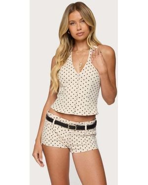 Edikted Twyla Polka Dot Halter Top - Natural