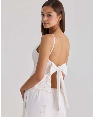 House Of Cb Nolia Broderie Anglaise Cotton Bow Back Top - White