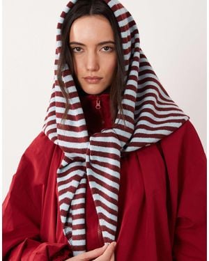 Glamorous Striped Triangle Neck Scarf - Red