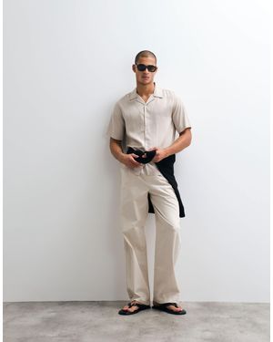 ASOS baggy Fit Linen Blend Pants - Natural