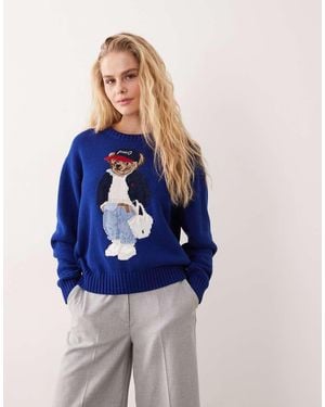 Polo Ralph Lauren Bear Cotton Knit Jumper - Blue